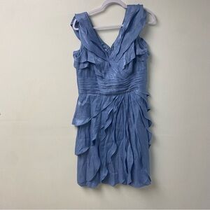 London‎ Times Blue V Neck with Ruffle Layers Dress Size 16